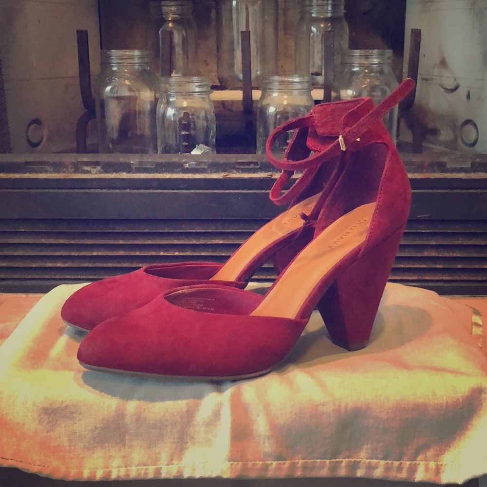 Never Worn! Old Navy Suede Ankle-Strap Heels